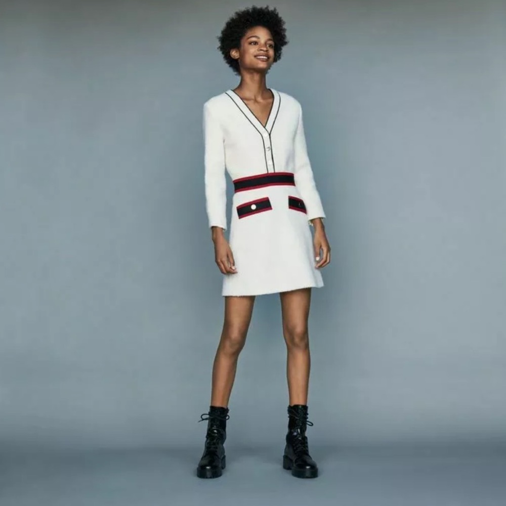 🎀SOLD🎀Maje Rosine Tweed Long Sleeve Mini Dress - Picture 3 of 8